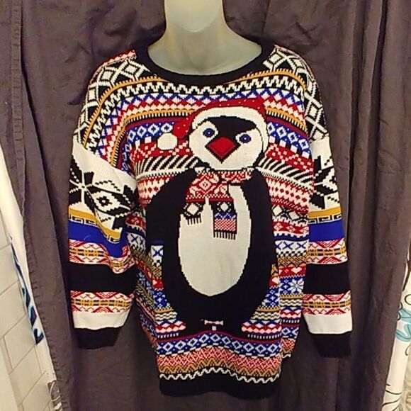 Penguin Not So Ugly Christmas Sweater Fair Isle - Picture 1 of 8